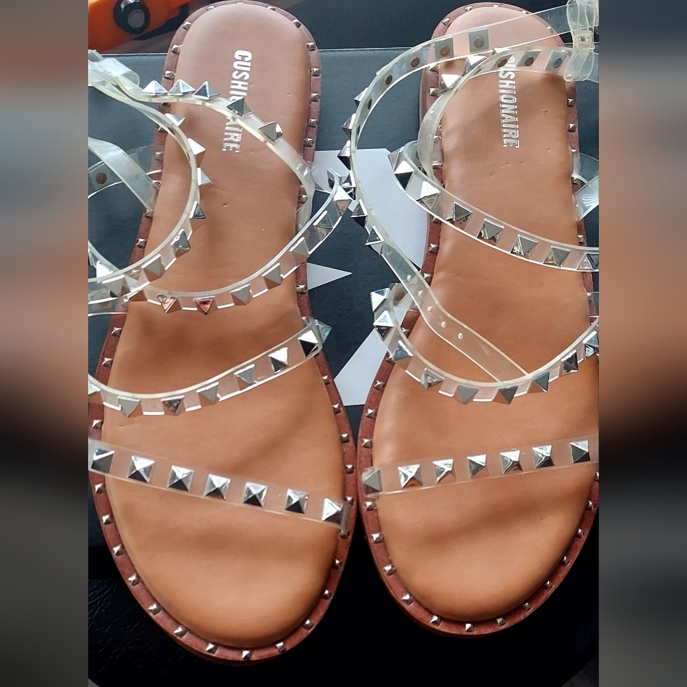 Studded Sandals with Clear Straps